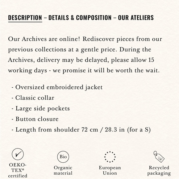 Sezane Will Denim Jacket w/ embroidered flowers NWOT - Picture 9 of 9